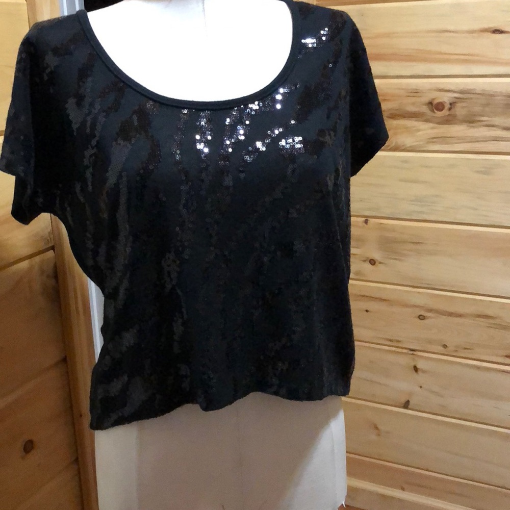 NWOT.  Short Sleeve Hi-lo Top Sequins Detail